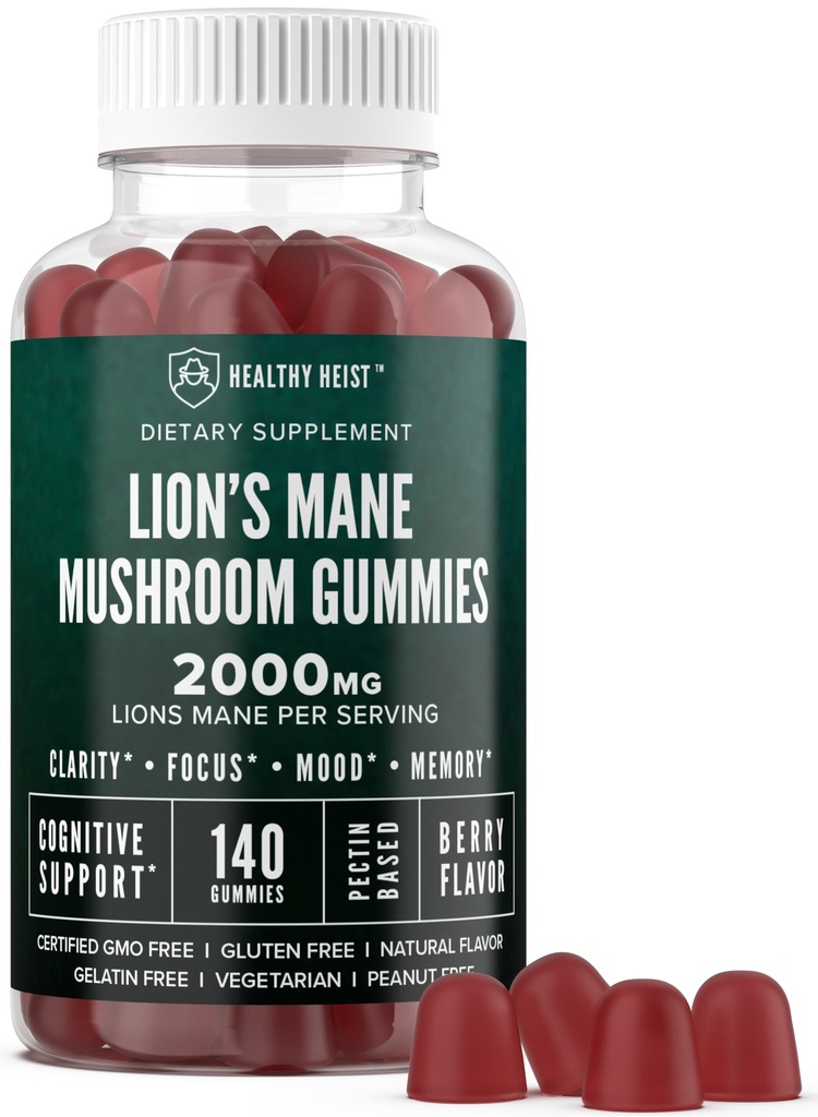 성인을 위한 사자 Mane 버섯 Gummies, 140의 조사 대량 사자 Mane Chewables, 높은 Potency 10:1 유기 추출물은 2000mg에 총계, 보충 Mental 명확성, 초점, 계류 및 뇌 안개를 지원합니다