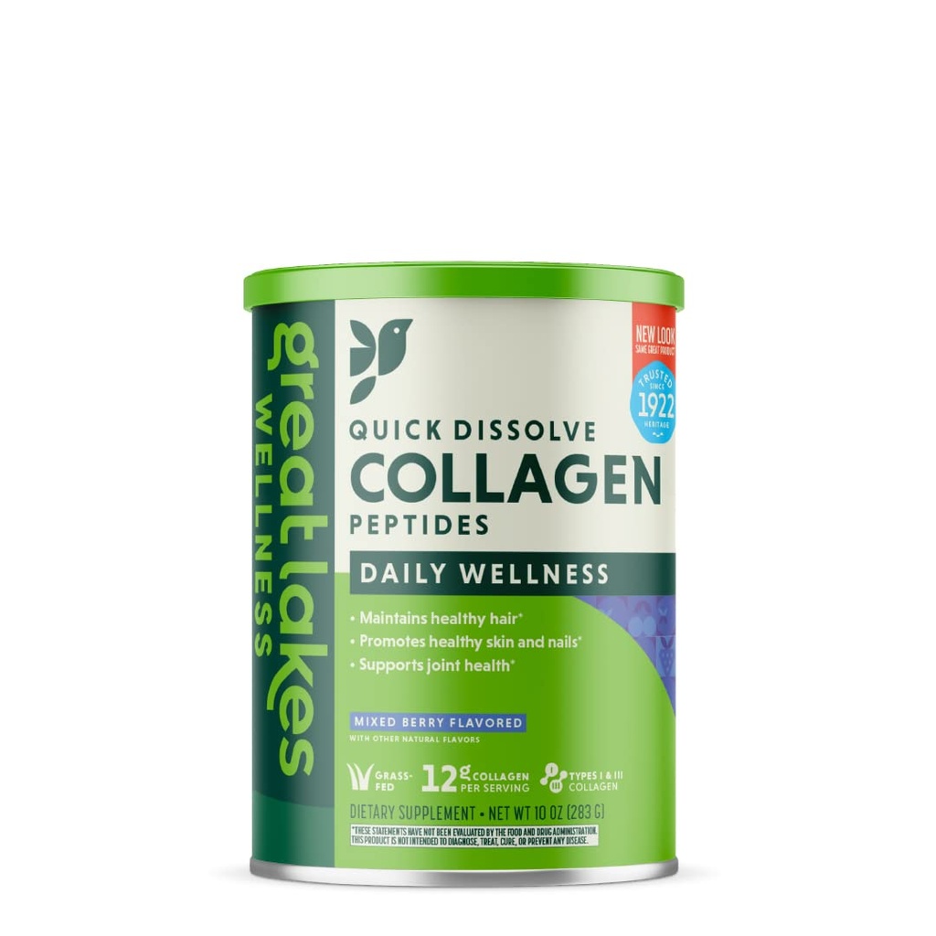 훌륭한 Lakes Wellness Collagen Peptides Powder Supplement for Skin Hair Nail Joints - 혼합 된 Berry 맛 - 빠른 용해 Hydrolyzed, Non-GMO, 글루텐 - 무료, 아니 보존제, 할랄 - 10 oz Canister