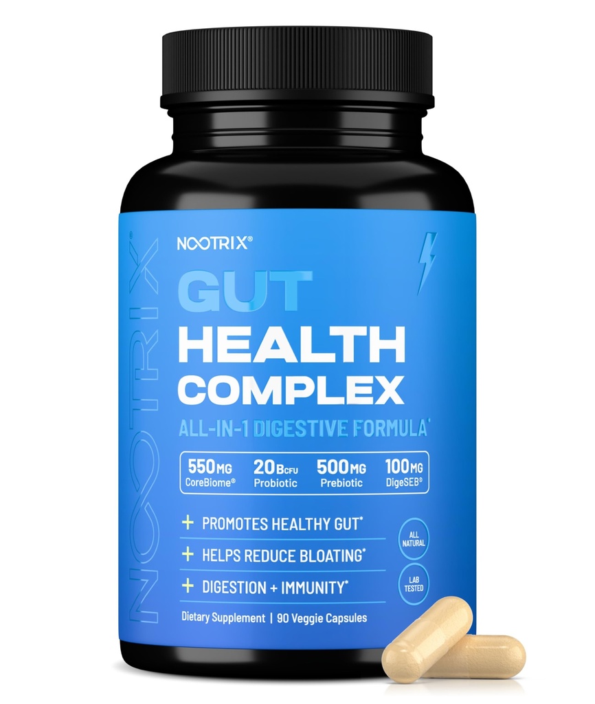 Nootrix Gut Protect and Restore Supplement | Gut Health, Colon Cleanse & Bloating Relief에 대한 프로바이오틱스 | 다이어트 효소, Postbiotics & Prebiotics | 90 캡슐
