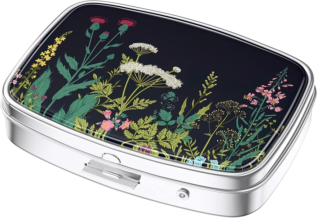 Nipichsha Pill Box, Purse & Pocket, 귀여운 여행 의학 주최자, 비타민, 약물, 생선 기름 및 보충제를 보유하는 휴대용 의약품 컨테이너 홀더, Dandelion