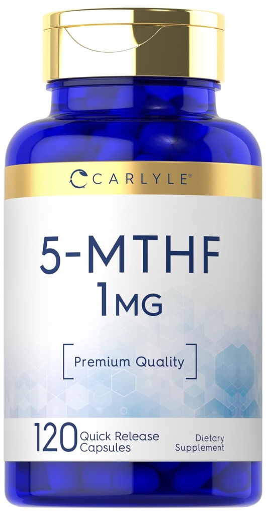 Carlyle 5-MTHF L Methylfolate 1mg | 120 캡슐 | 비 GMO & 글루텐 무료 보충 | 프리미엄 품질