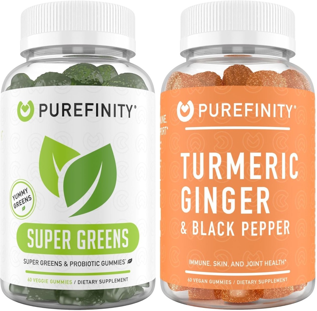 PUREFINITY Turmeric Ginger Gummies + 슈퍼 그린 Gummies 번들