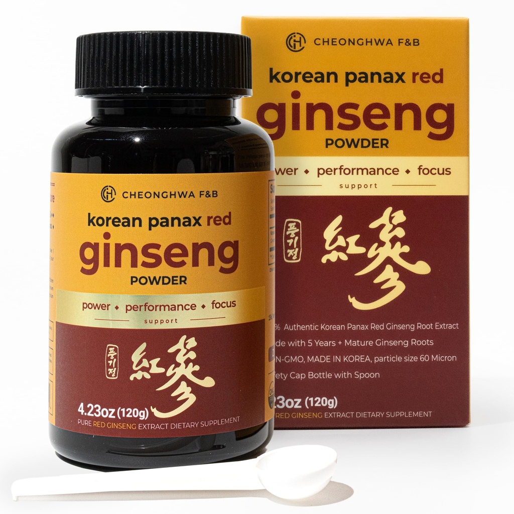 CHEONGHWA F&B Panax 인삼 분말, 10% Ginsenoside (총 20,000mg, 4 달 공급), 4.23oz, +5 년 성장한 한국 빨간 Panax 인삼, 초점 & 면역 지원, 매우 벌금 분말, 비 GMO