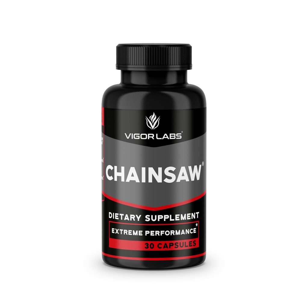 Vigor Labs의 Chainsaw (30 캡슐), 펌웨어 지원, 체력과 내구시간, 혈류량에 대한 다이어트 보충 (미국에서 만들어)