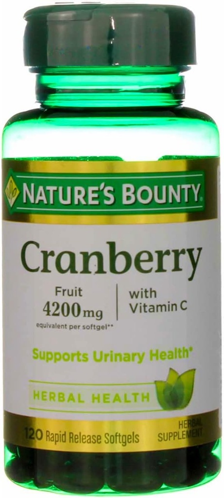 Nature's Bounty Cranberry 과일 4200 mg, 플러스 비타민 C Softgels, 120 ea (포장 5)
