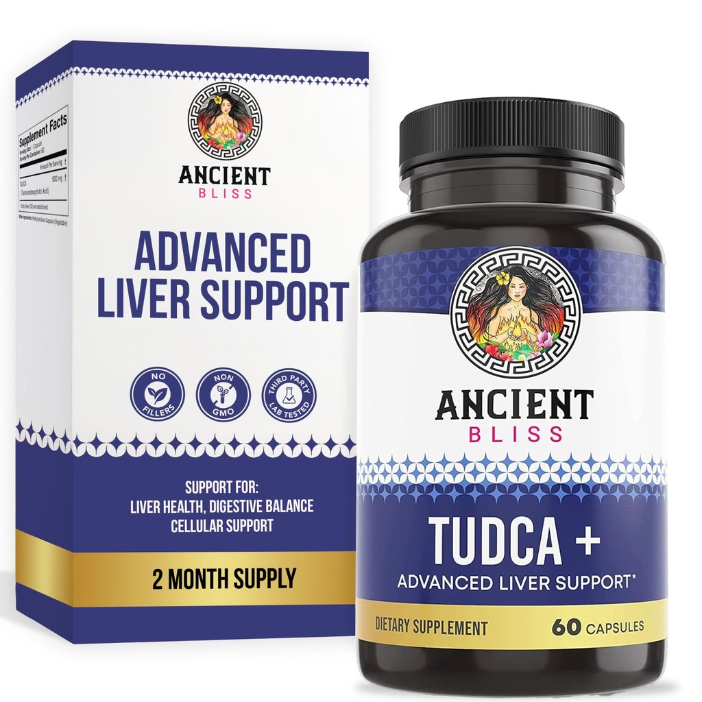 Tudca 500mg, 60 캡슐 (Tauroursodeoxycholic 산) - Bile Salts Liver 지원 보충교재, 자연적인 쓴 맛 Vegan 친절한, 비 GMO, Gluten 고대 블리스에 의하여 자유로운 캡슐