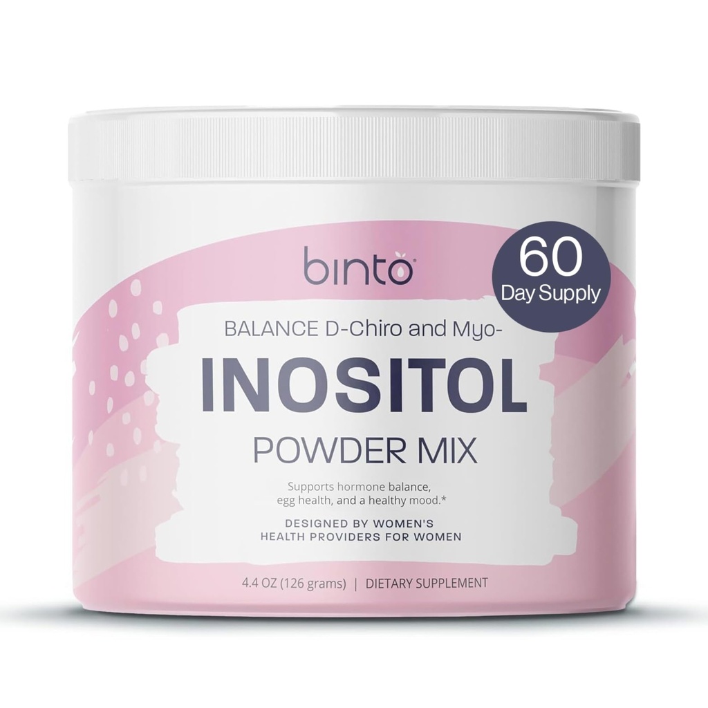 Binto Inositol 분말 믹스 | 60일 공급 | 40:1 비율 Myo and D-Chiro Inositol | 호르몬 밸런스 및 Ovulation 지원 | 보존 무료