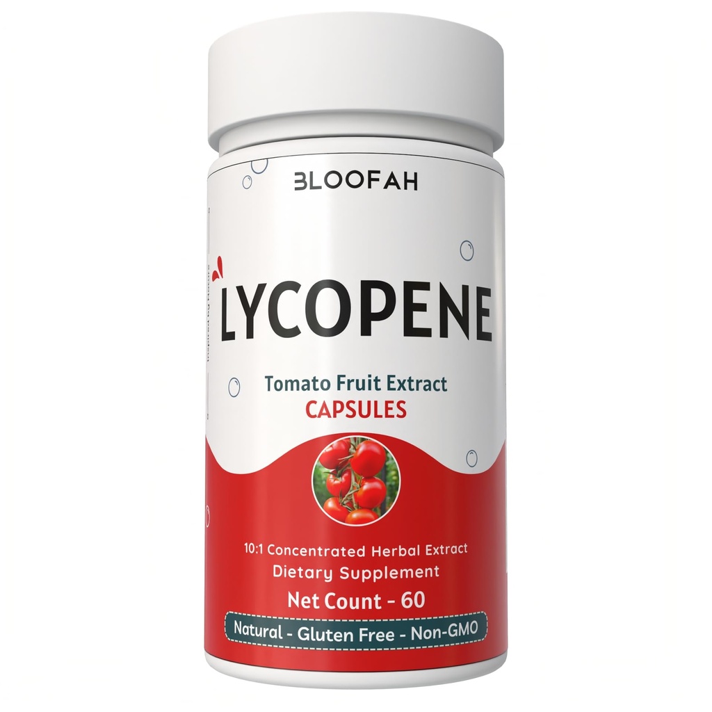 토마토 과일 캡슐 500mg | Lycopene 토마토 과일 농축 10 : 1 추출물 분말 | 비 GMO 및 글루텐 프리 포뮬러 | 천연 Carotenoid 보충 (60 개)
