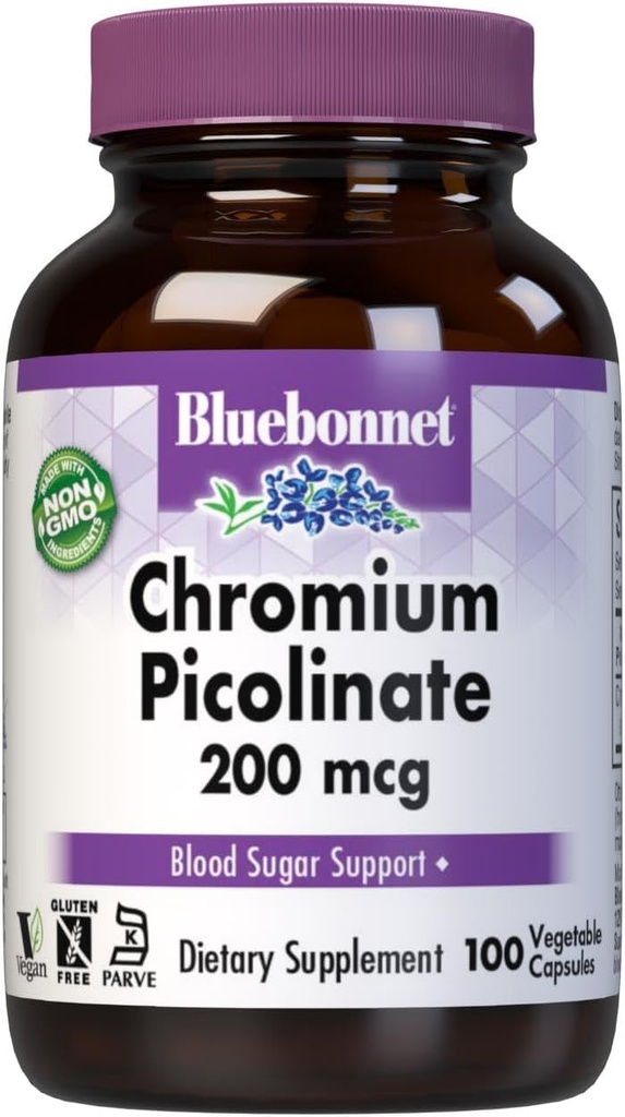 Bluebonnet 크롬 Picolinate 200 mcg, 100 채식 캡슐, 100 조사