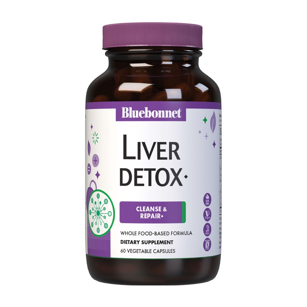 Bluebonnet Nutrition Liver Detox, Liver Health*, Antioxidant Protection*, Soy-Free, Gluten-Free, Kosher Certified, Non-GMO, Dairy-Free, 60 야채 캡슐, 60 서빙