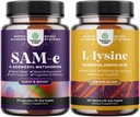 순수한 SAM E 보충교재 150mg의 뭉치 - Nootropic 기억 & 두뇌 지원과 L Lysine 1000mg 자유로운 모양을 위한 서빙 당 150mg - 눈 건강 입술 배려 교원질 종합을 위한 L 리진 보충교재