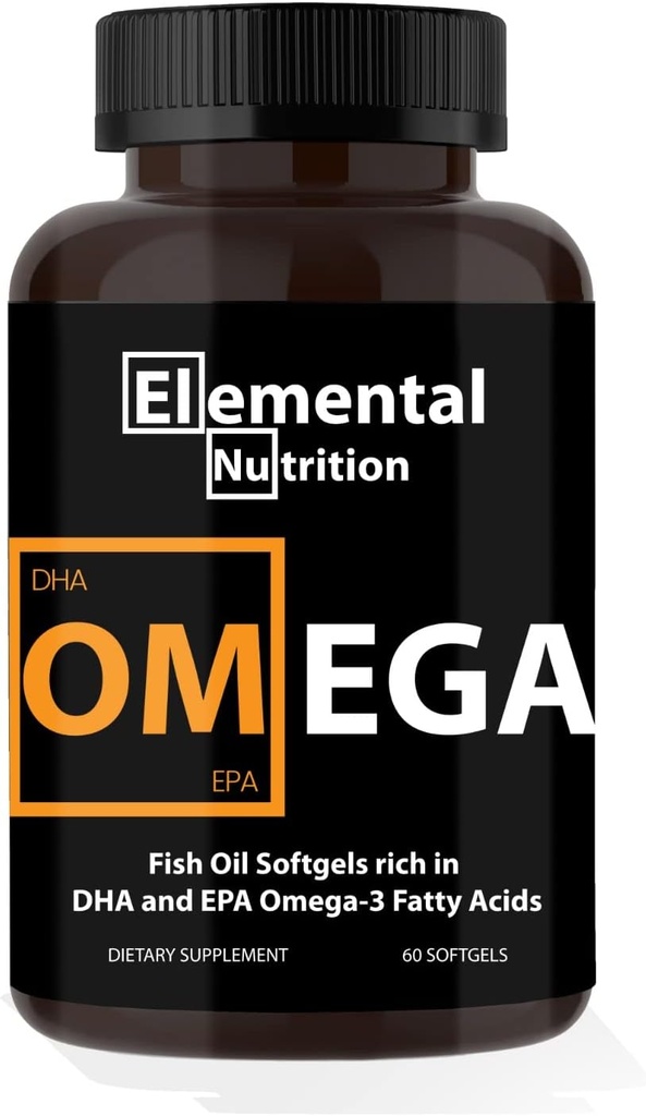 생선 기름에서 오메가 - 60 Softgels 값 병 Eicosapentaenoic (EPA) & Docohexaenoic 산 (DHA)의 검은 그립 항아리
