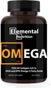 생선 기름에서 오메가 - 60 Softgels 값 병 Eicosapentaenoic (EPA) & Docohexaenoic 산 (DHA)의 검은 그립 항아리