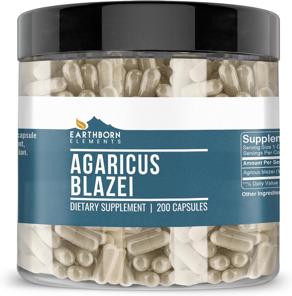 지진 성분 Agaricus Blazei 200 캡슐, 순수한 & Undiluted, 첨가물 없음