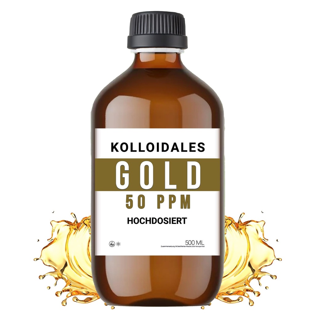 콜로이드 금 해결책, 50 PPM, 500ml의 높은 순수성 99.99%