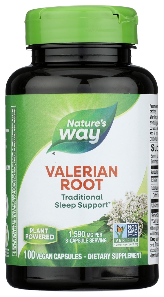 Nature's Way Valerian Root, Traditional Sleep Support*, Non-GMO Project Verified, Gluten Free, Vegan, 100 캡슐 (패키지 May Vary)