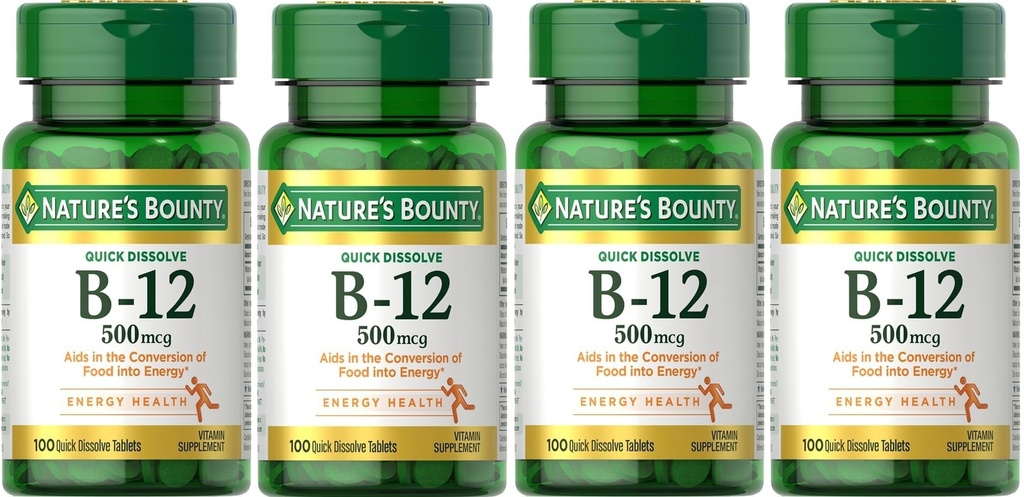 자연의 Bounty 비타민 B-12 500 mcg, 100 ea (포장 4)