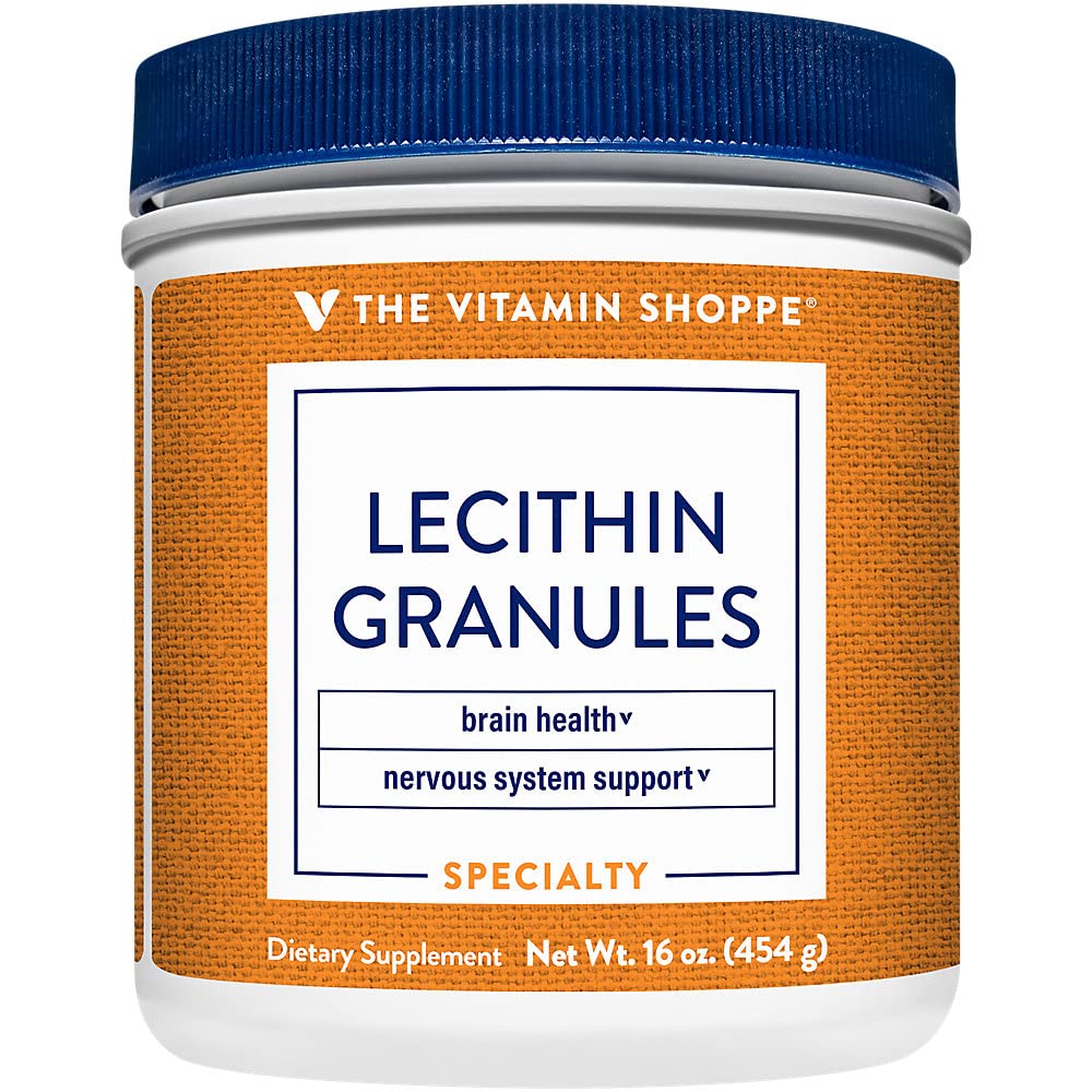 비타민 Shoppe Lecithin 과립 - 뇌 & Nerve 기능, 100 % Soy 기반을 지원하는 필수 지방산의 자연 조합, 매일 (16 온스 분말)