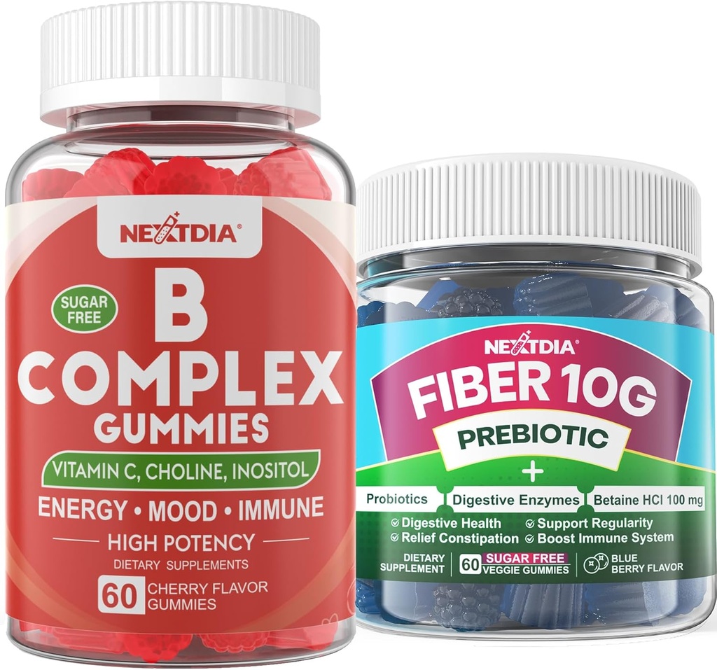 2 팩 메틸을 섞는 비타민 B Complex + 1 팩 설탕 자유로운 10g Prebiotic 섬유 보충교재, 성인을 위한 Gummies
