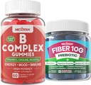 2 팩 메틸을 섞는 비타민 B Complex + 1 팩 설탕 자유로운 10g Prebiotic 섬유 보충교재, 성인을 위한 Gummies