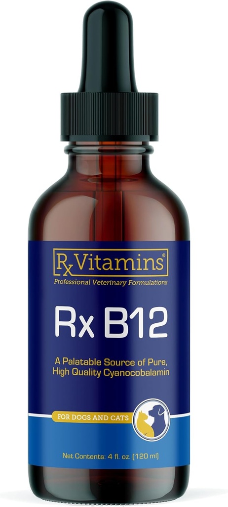개와 고양이를위한 RX 비타민 B12 - 개선 된 대사 과정을위한 개 소화 지원 - 고양이를위한 순수한 B12 Nervous 시스템을 지원하는 - 당신의 개 비타민과 고양이 공급에 이상 - 4oz
