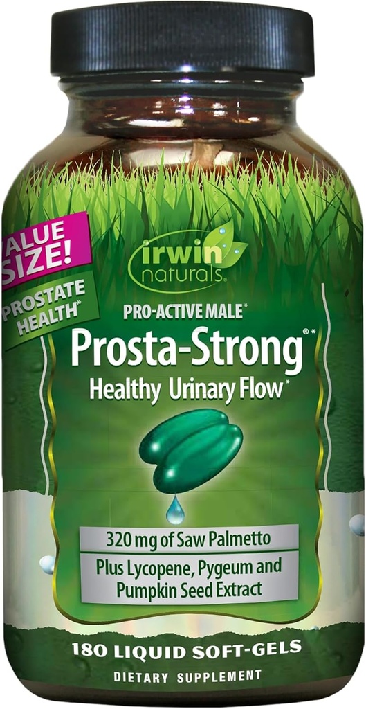 Irwin Naturals Prosta-Strong - 180 Softgels - Saw Palmetto, Lycopene & Pumpkin Seed와 전립선 건강 지원 - Urinary Flow 지원