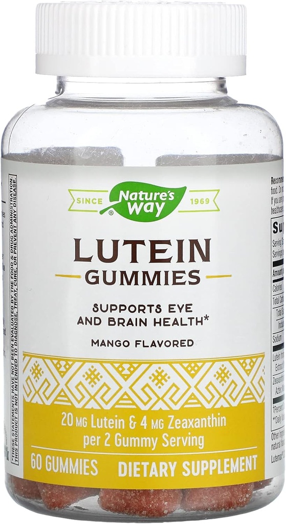 Zeaxanthin, Eye Health, Brain Function Supplement*, Mango flavored, 60 Count를 가진 자연의 방법 Lutein Gummies