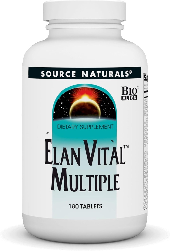Source Naturals Elan Vital Multiple - 지원 뇌, 심장, 간결, 면역, 에너지 부스트 - 180 정제