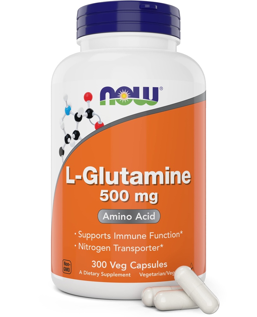 지금 L 글루타민 500mg 300 Veg 캡슐 - 비 GMO 보충교재 - Vegan Lglutamine 모자