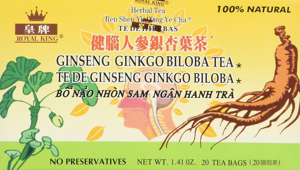 로얄 킹 인삼 은행나무 Biloba 차 (20 가방)