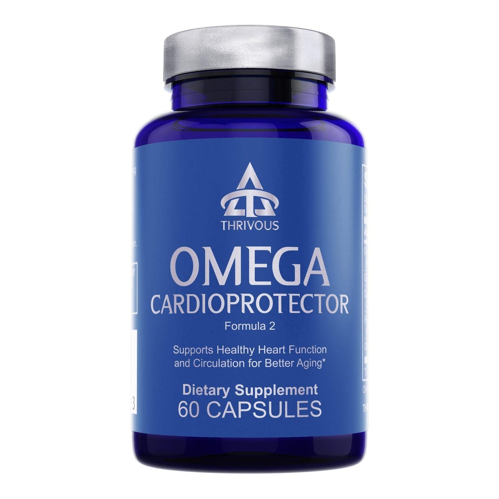 Thrivous Omega Cardioprotector – AvailOm Omega-3, Garlic, Gotu Kola, Oligopin Pine Bark와 고급 심장 및 순환 지원 보충 – 60 Vegan 캡슐