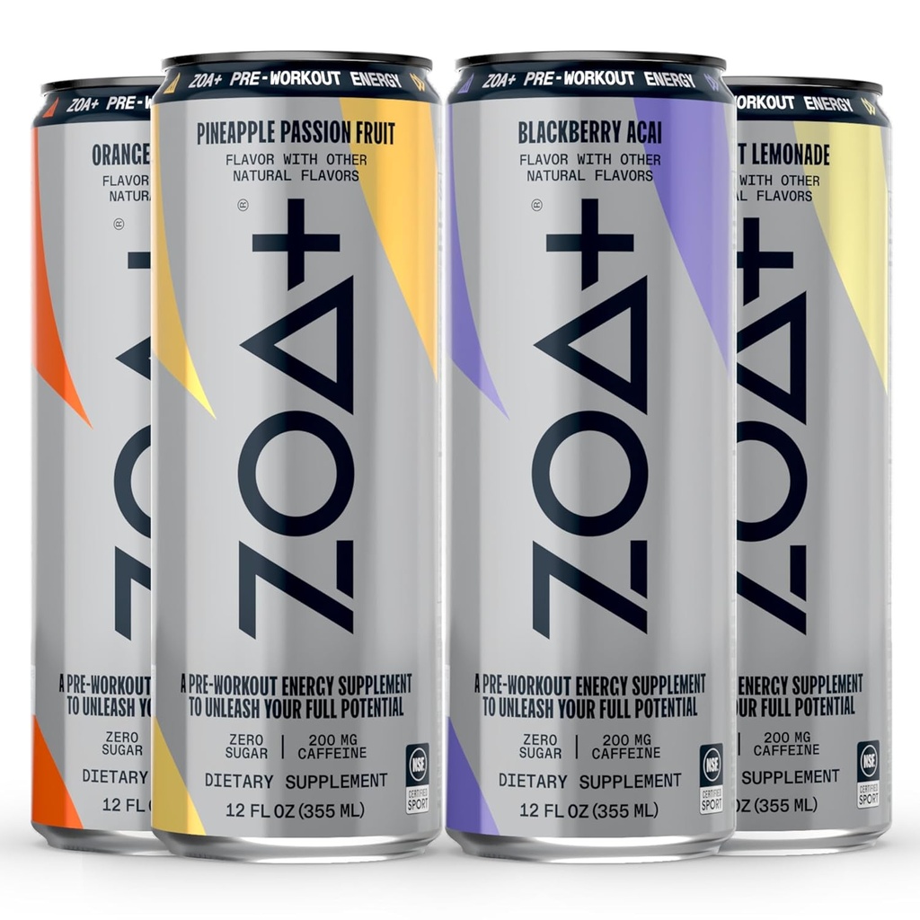 ZOA+ 전 운동 에너지 음료, 다양성 뭉치 - Zero Sugar, Nitric 산화물 지원, B & D 비타민, 아미노산 및 전해질을 가진 스포츠를 위해 증명되는 NSF - 48 팩
