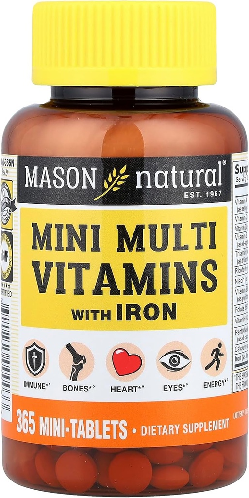 Mason Vitamins Mason 철 정제를 가진 매일 다수 비타민