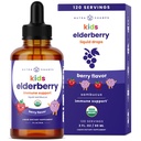 NutraChamps Black Elderberry for Kids Liquid Drops, 10 : 1 추출물 Sambucus Elderberry Syrup for Kids, 설탕 무료 유럽 Elderberry Drops Berry 풍미, 면역 지원, 4 개월 공급