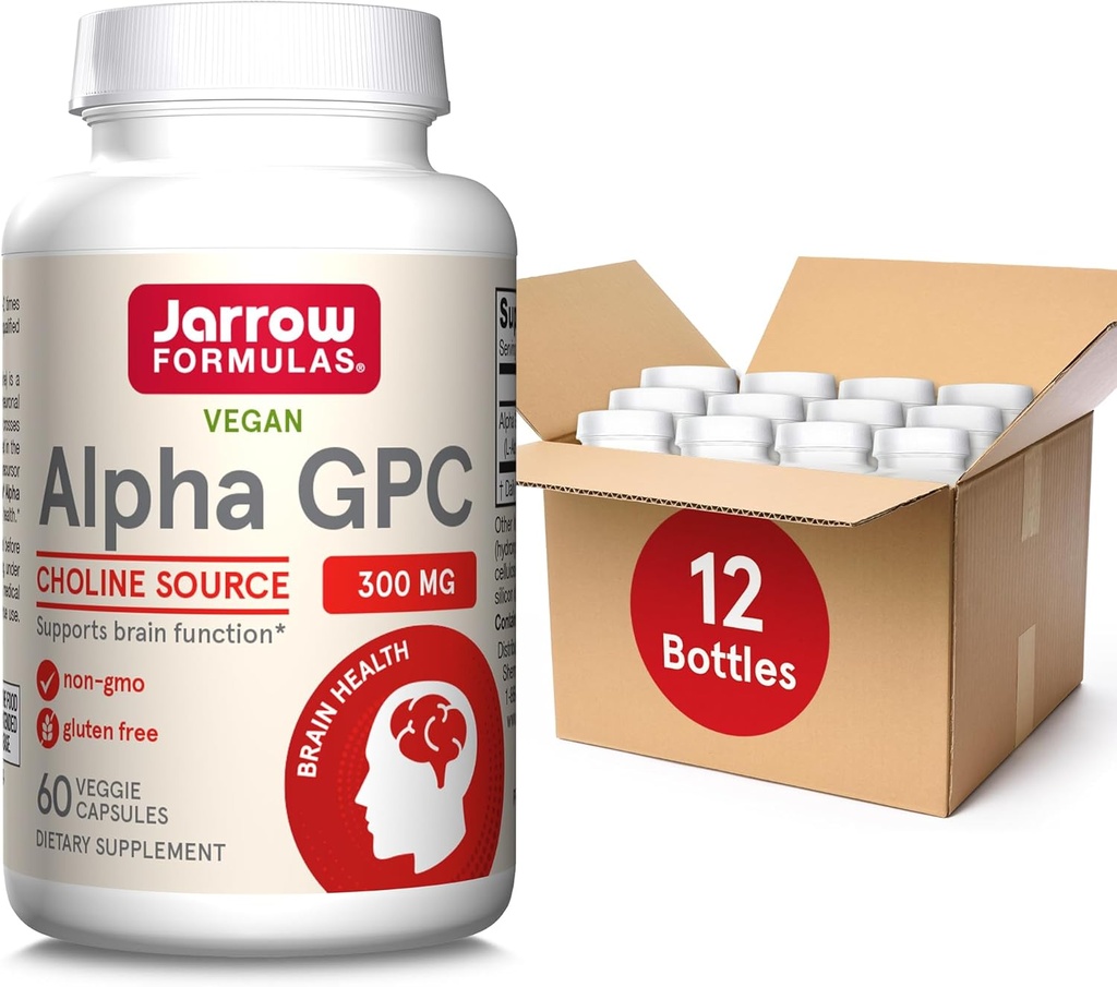 Jarrow 공식 알파 GPC, 300mg의 규정식 보충교재, 성인, 60의 Veggie 캡슐, 30 일 공급 (12의 팩)를 위한 뇌 건강 보충교재