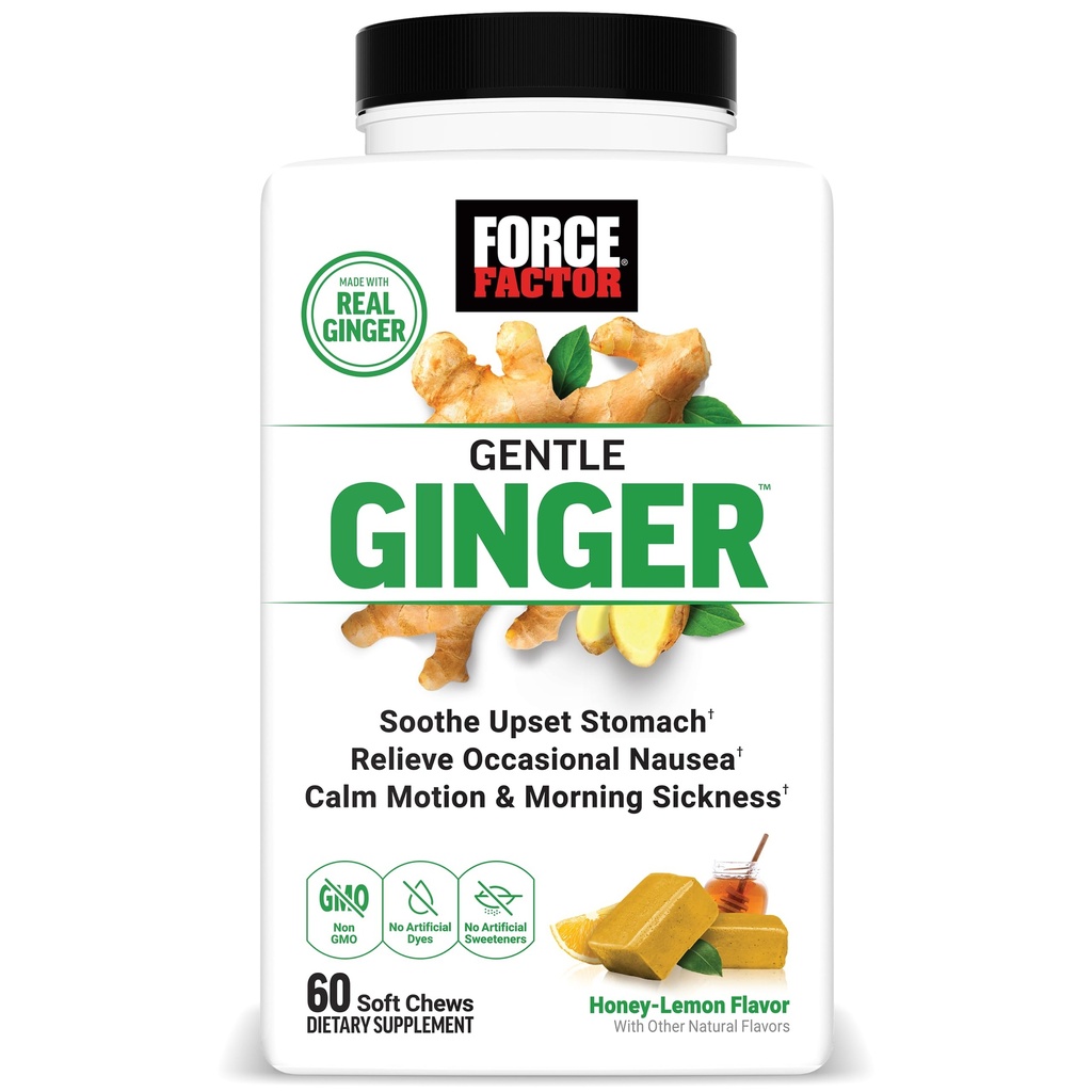 포스 FACTOR 육상 구호, 모션 슬라이스, 그리고 아침 슬라이스, 소화 지원, 비 GMO, 꿀-레몬 생강 맛, 60 소프트 체스를 위한 비타민 B6와 생강 보충