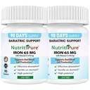 카닐 철 정제 270 mg 비타민 C와 65 mg |180 일 공급 | 여성/남자를 위한 | 가스로 우회를 포함하여 WLS 환자를 위한 높은 힘 Bariatric 비타민 | 염료 무료 (2)