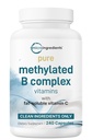 마이크로 성분 순수한 메틸을 입힌 B Complex, 240의 캡슐 | B12, Thiamin, Folate, Inositol, Choline & 비타민 C를 가진 11에서 1 공식 | 지원 에너지, 계류 & 나이브 건강 | 충전물은, 비 GMO 해방합니다