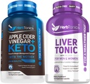 Herbtonics Apple Cider Vinegar 캡슐 플러스 Keto BHB | 여성 및 남성을위한 뚱뚱한 가열기 및 체중 감소 보충 - Liver Cleanse Detox & 우유 이틀 Artichoke 및 24 허브 건강 보조 식품