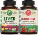 Liver Cleanse Detox 수리 공식 및 프리미엄 Berberine 번들 (각 한 병). Liver 건강, 심장 혈관 건강, 에너지 부스트, 대사 기능 지원. 미국 제작.
