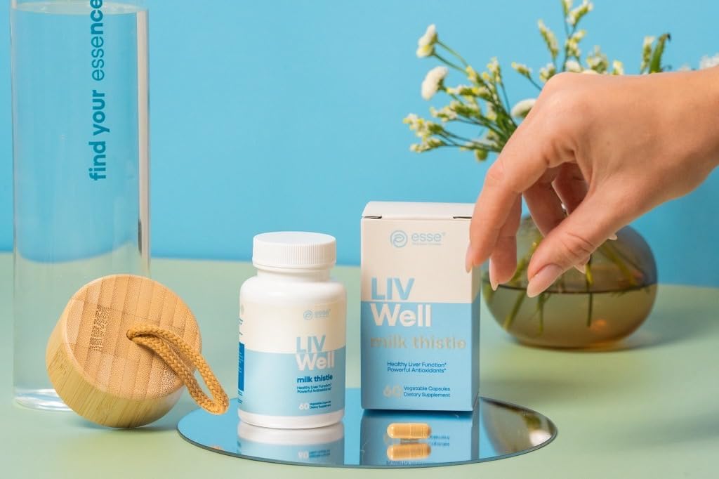 Sesame와 Artichoke 추출물을 가진 ESSE Vegan 우유 이틀 보충교재 - 순수성을 위해 시험되는 진보된 HPLC - 80% Liver Cleanse Detox & Repair Plus 건강한 피부 지원, 60의 캡슐을 위한 Silymarin 이틀
