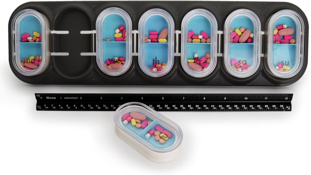 EQUADOSE Weekly Pill 주최자, 추가 대형 7 일 비타민 점보 케이스 이동식 파드, 쉬운 여행 및 일일 건강 관리를위한 대형 약물 캐리어, 여행 친화적 인