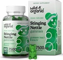 Wild & Organic Stinging Nettle Root Gummies 7500mg - Sting Nettle Root Extract - 60 Vegan, Non-GMO Gummies가있는 남성 및 여성을위한 Urinary Tract 지원 보충