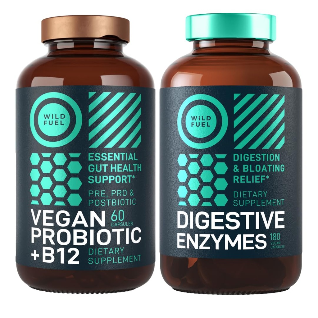 Probiotics 및 Prebiotics 및 Vegan Probiotic Plus B12 강화 된 소화 및 Gut 건강 번들