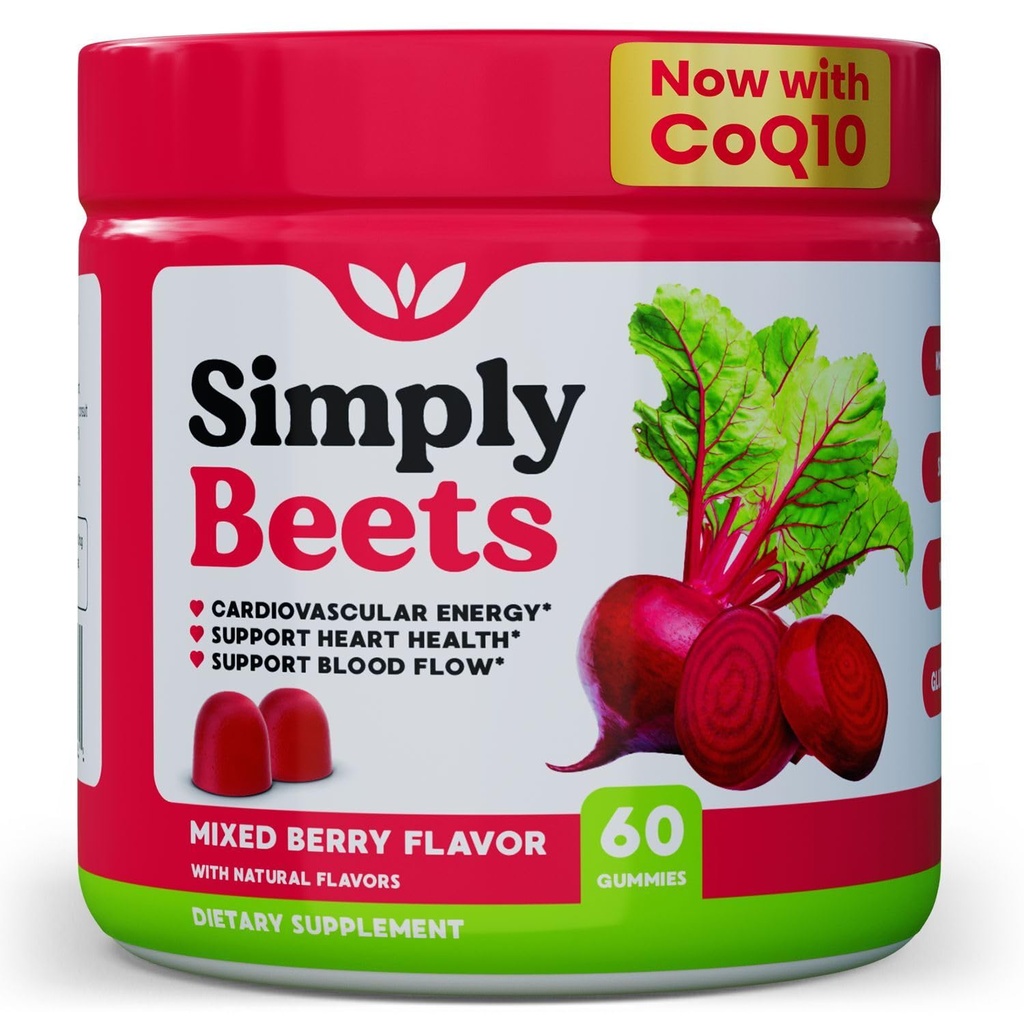 CoQ10-Nitric 산화물 & 에너지 지원 비 GMO Beetroot 분말 & 포도씨 추출물 자연적인 혼합 베리 풍미 60 조사를 가진 사탕 Gummies