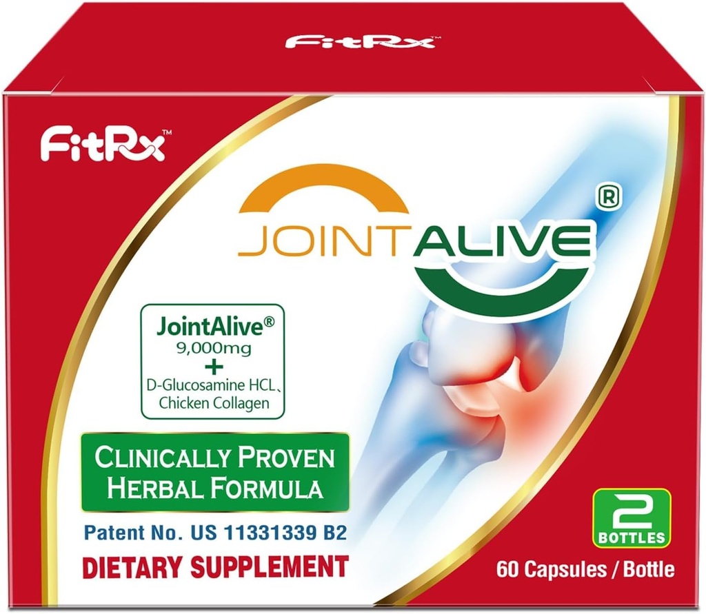 FitRx JointAlive Joint Support Women & Men, Glucosamine Chondroitin, Type II Collagen, Relief Joints Discomfort, Cartilage Repair, 7 일, 60 서빙