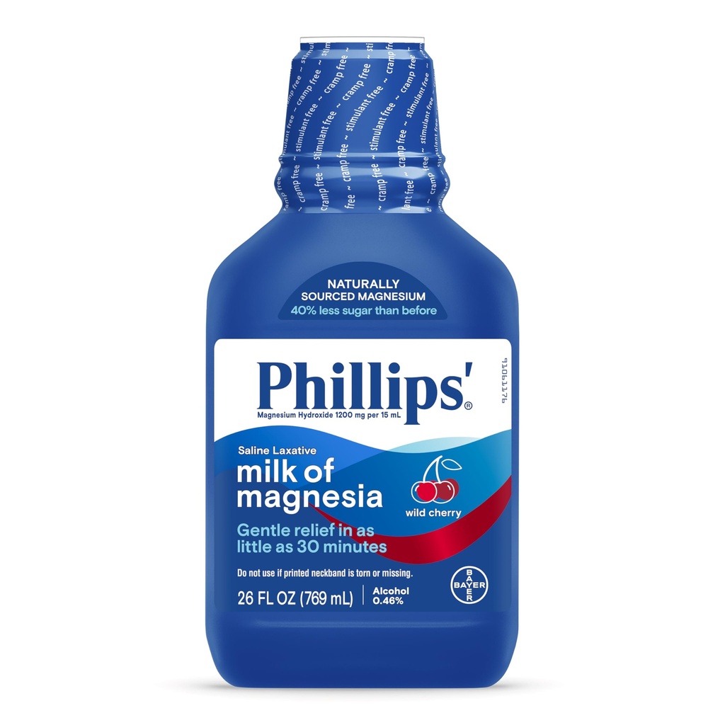 Magnesia Liquid Laxative, Wild Cherry flavor, Stimulant Free, Cramp Free Relief of Occasional Constipation*, 유효 30 분 - 6 시간, Magnesia 브랜드의 #1 우유, 26 oz