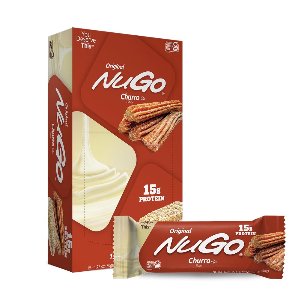 NuGo Protein Bar, Churro, 11g Protein, 글루텐 무료, 15 카운트