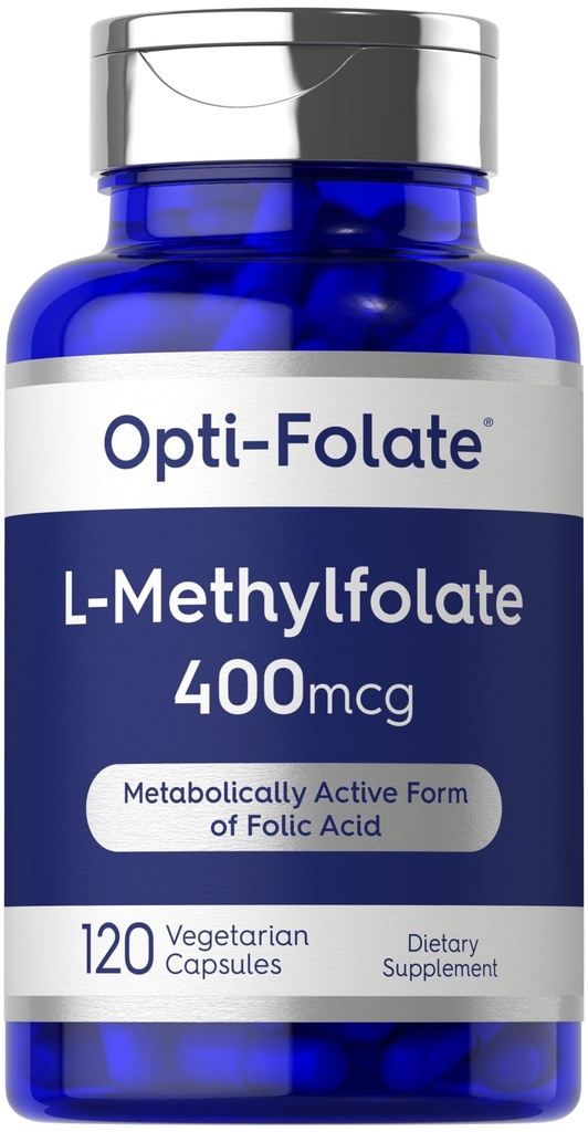Carlyle L Methylfolate 400 mcg | 120 채식 캡슐 | 최적화 및 활성화 된 메틸 Folate | Non-GMO & 글루텐 무료 보충 | By Opti-Folate