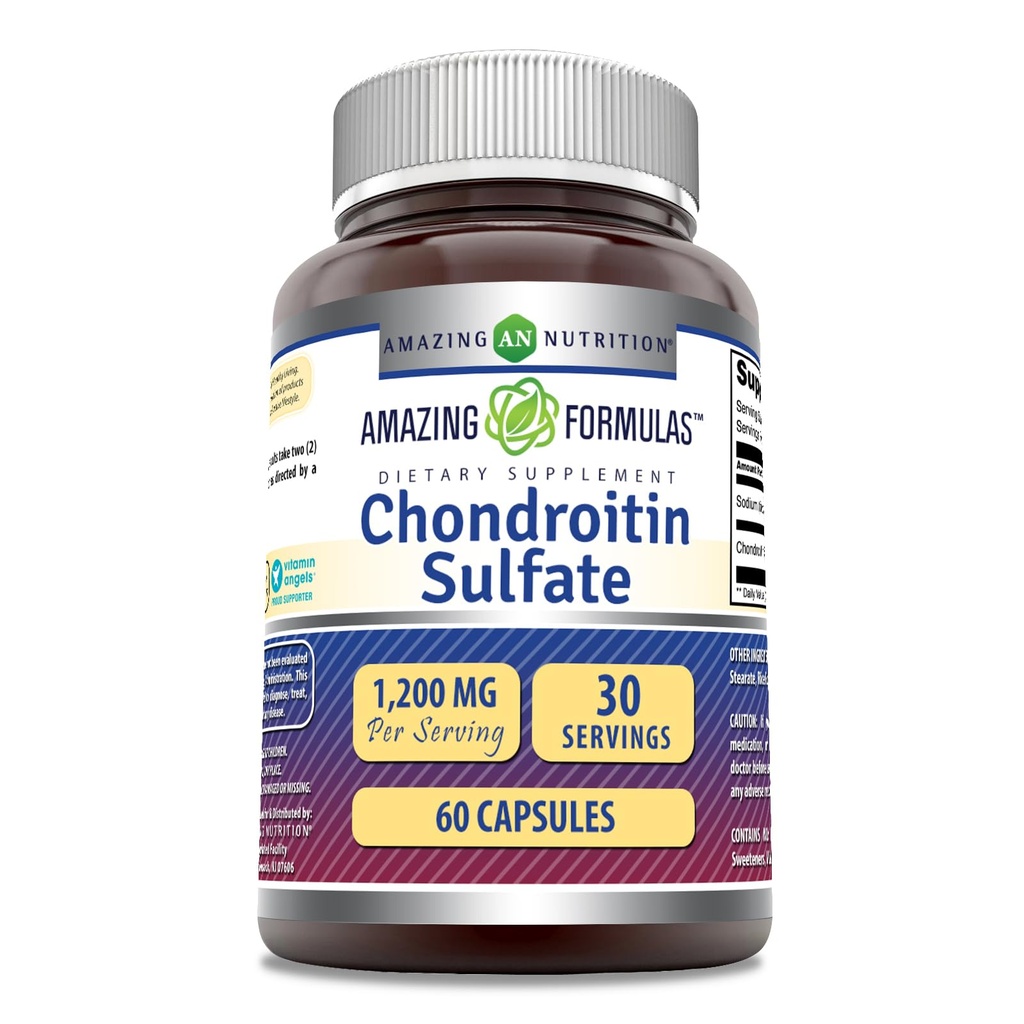 놀랄만한 수식 Chondroitin 황산 1200 mg의 서빙 보충 | 캡슐 | Non-GMO | 글루텐 프리 | 미국 (1 팩, 60 개)